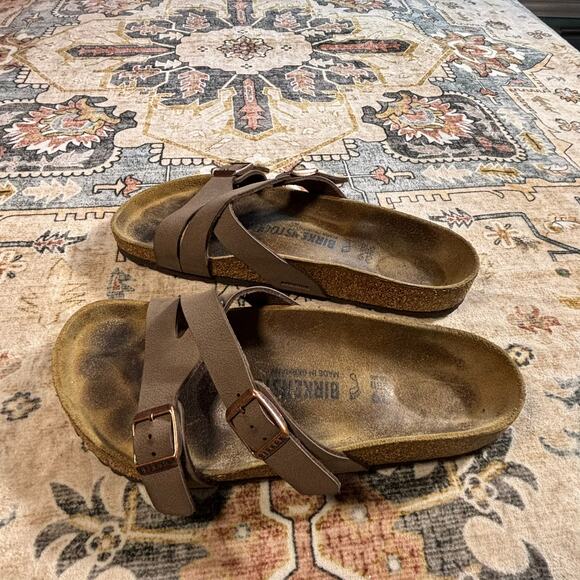 Birkenstock Women's Yao Mocha Brown Slip On Sandals Comfort Supportive Shoes 39 - Picture 5 of 10